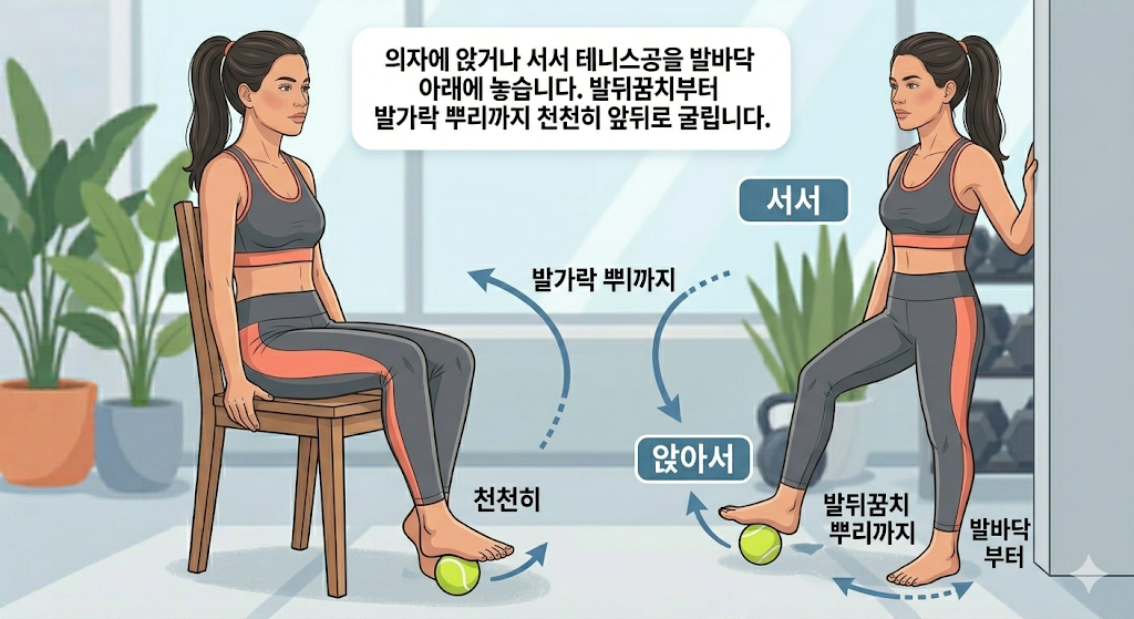 테니스공 발바닥 마사지 족저근막 이완