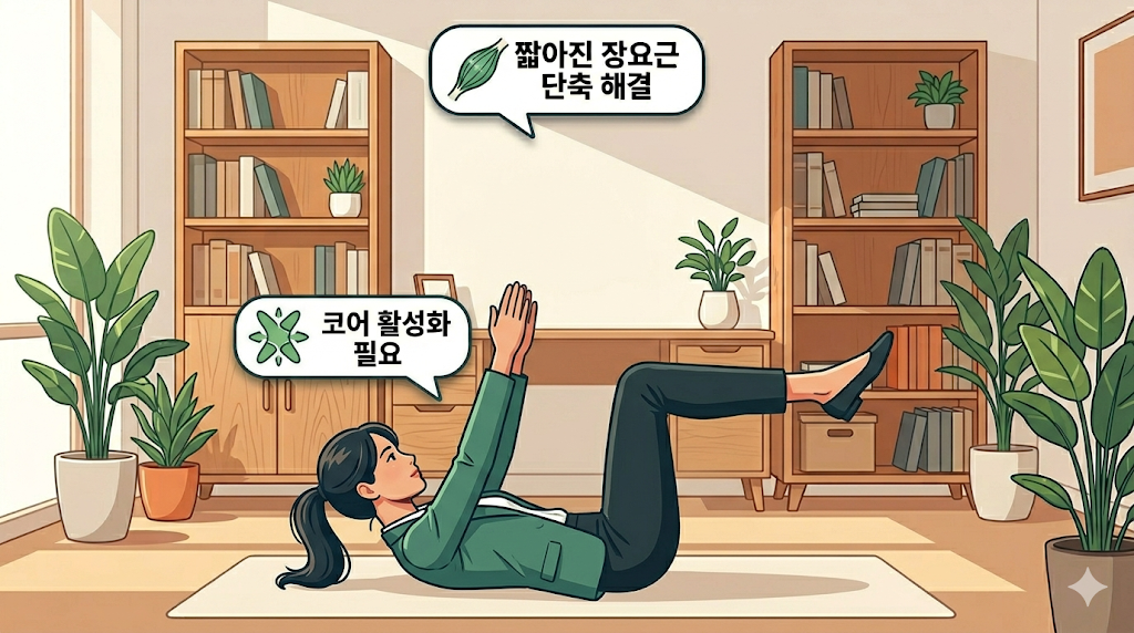 허리 통증 완화 운동 장요근 스트레칭 데드버그 브릿지